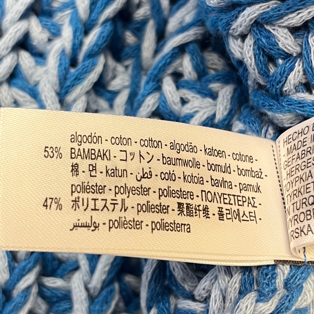 ZARA Blue White Chunky Knit Sweater Vest Cardigan Button Front Pockets Sz‎ L - Picture 10 of 12